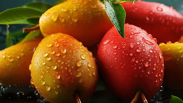 Indian alphonso mangoes water droplets on them