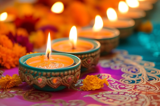 Indian Altar with Lit Candles