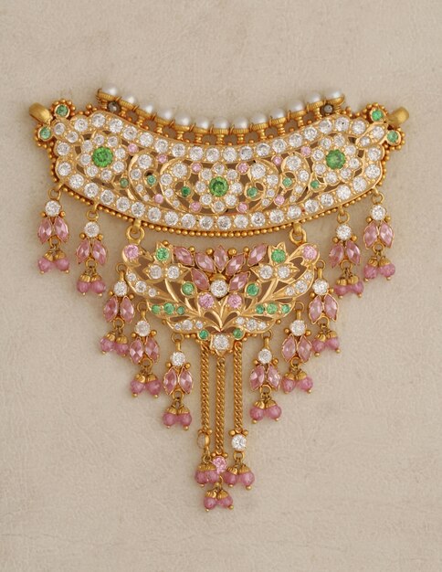 22K Antique Gold Long Necklace & Earring Set | Virani Jewelers