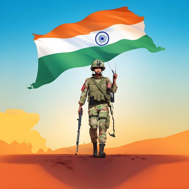 Foto illustrazione del disegno del giorno della bandiera delle forze armate indiane celebra il giorno della bandiera delle forze armate genera ai