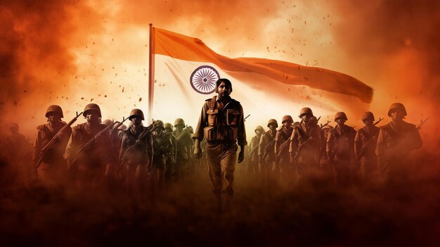 Indian Army holding Indian Flag Generative ai