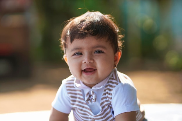 Indian baby girl smiling and giving expression