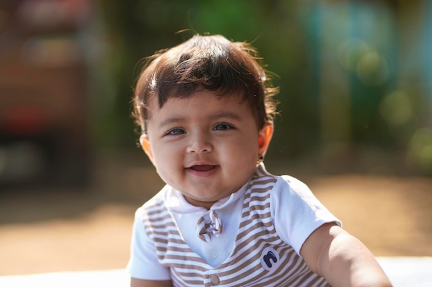 Indian baby girl smiling and giving expression