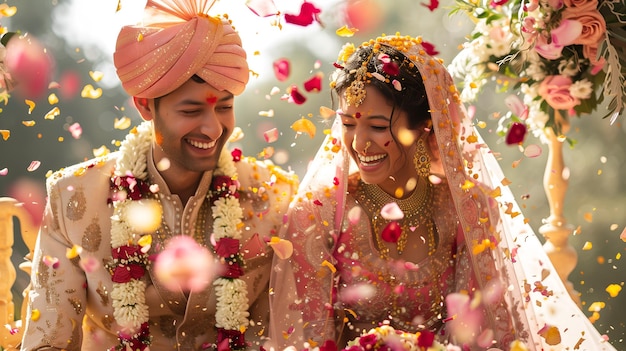 INDIAN BRIDE AND GROOM AT AMAZING HINDU WEDDING CEREMONY