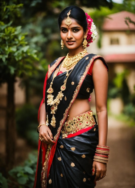 Indian bride wearing a traditional sari