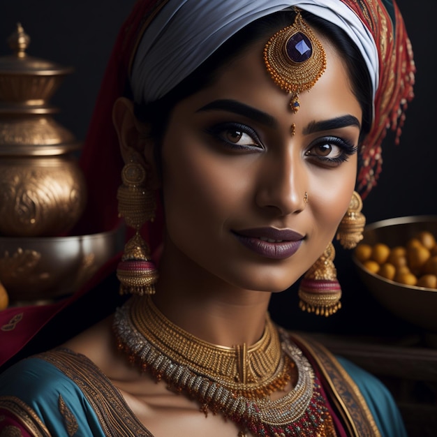 a Indian bride with indian food