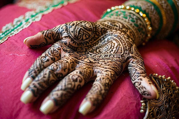 Photo indian brides wedding henna mehendi mehndi hands close up