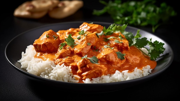 Indian butter chicken background Generative AI