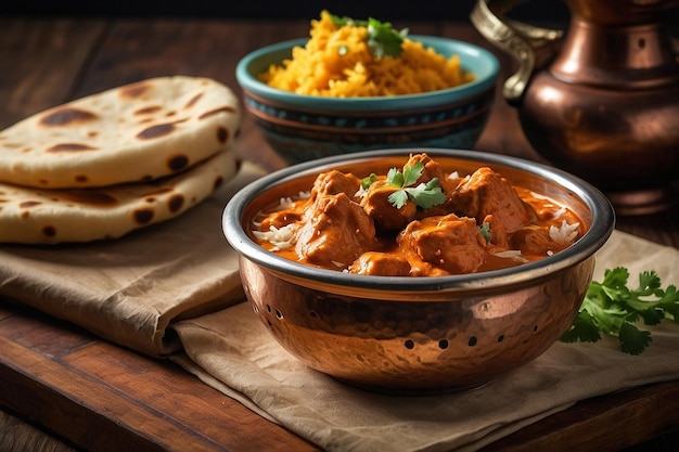 Indian Butter Chicken with Naan Rice Bowl