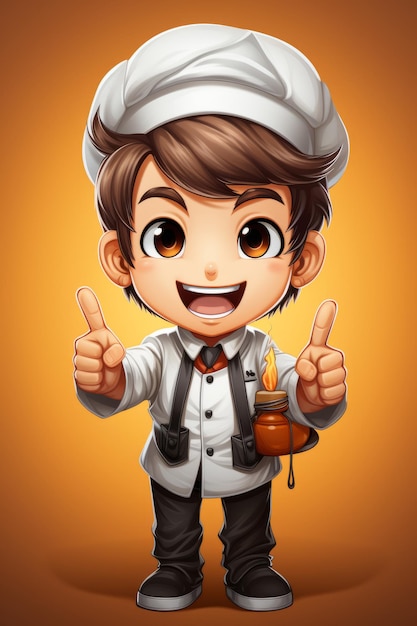 Indian cheff face with thumbs up cartoon