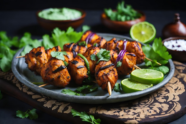 Indian chicken tikka kebabs