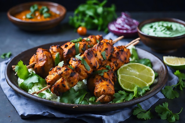 Photo indian chicken tikka kebabs