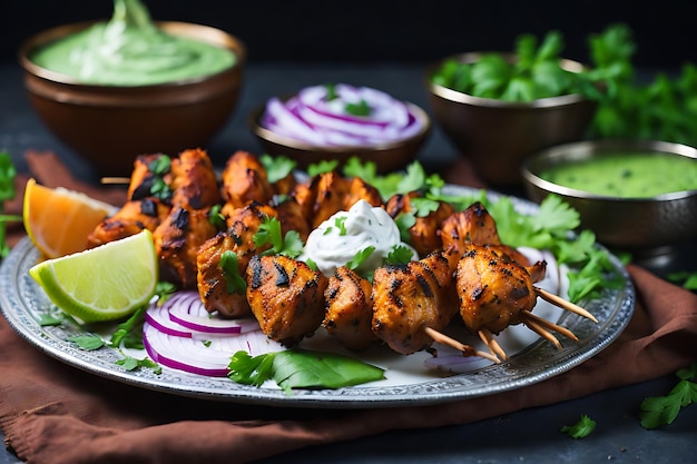 Indian chicken tikka kebabs