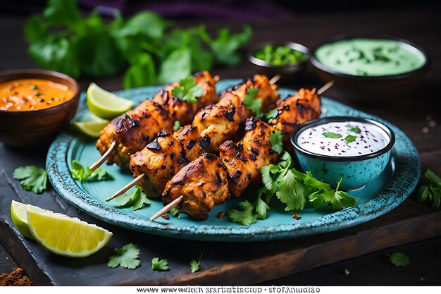 Photo indian chicken tikka kebabs