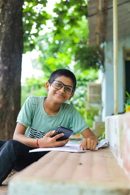 Indian child attending online lecture