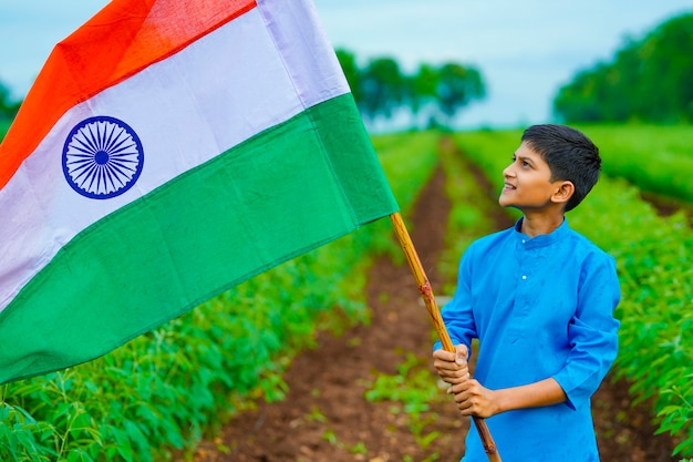 Indian child celebrating Independence or Republic day of India