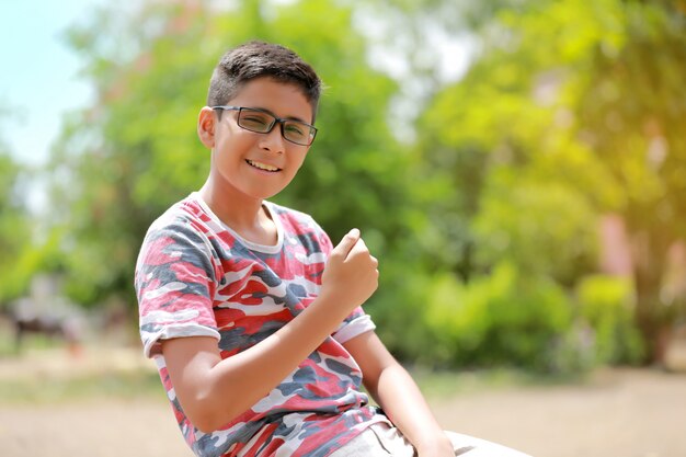 indian child on eyeglass