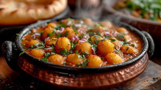 Indian Chole Bhature served hot at a Delhi eatery