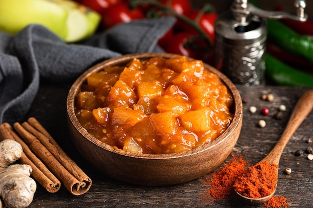 Indian chutney with apples and tomatoes