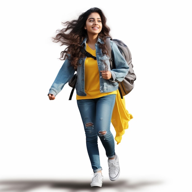 an indian college young girl going to college