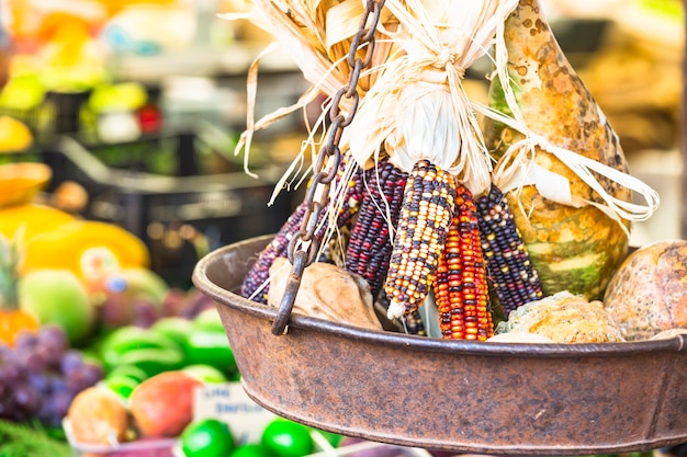 Indian corn in fruit market