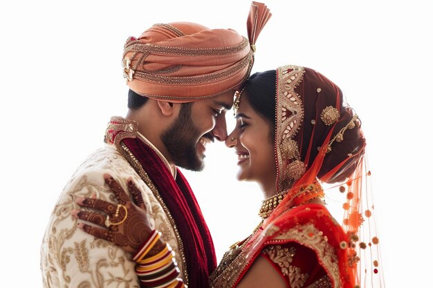 Photo indian couple on white background