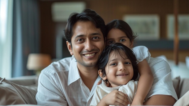 Photo indian couple with children