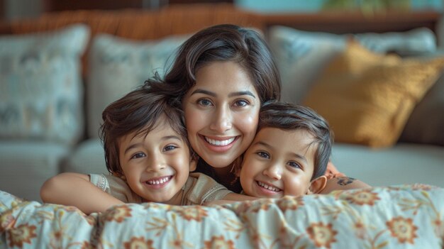 写真 インド人夫婦と子供たち