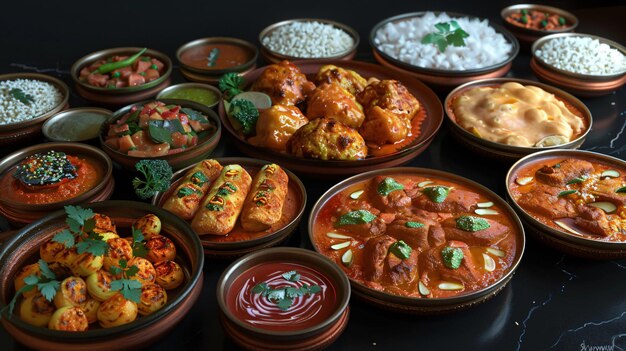 Photo indian cuisine against a black backdrop