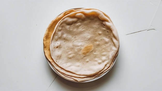 Indian cuisine chapati on white background