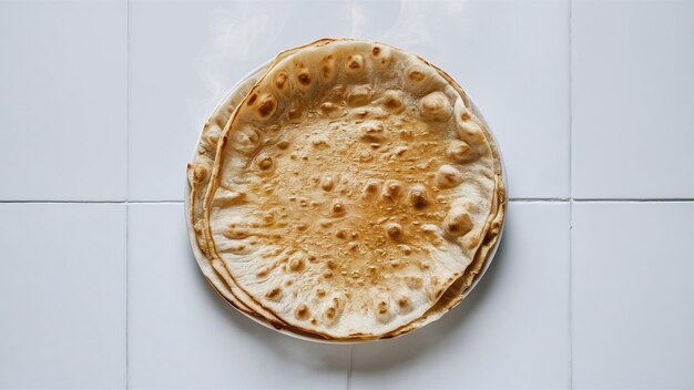 Indian cuisine chapati on white background