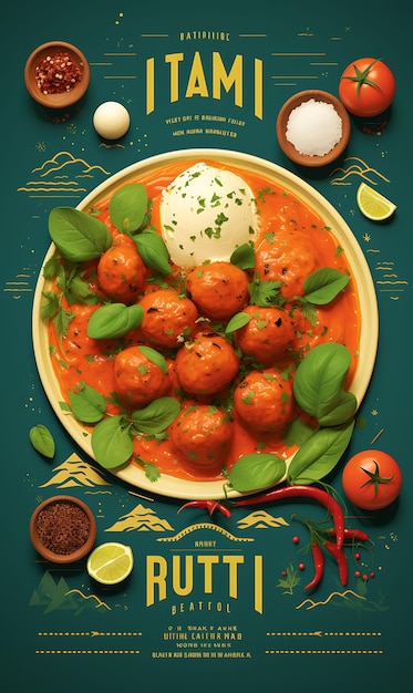 Photo indian cuisine and culture through stunning posters and design colorful menu flyer concept