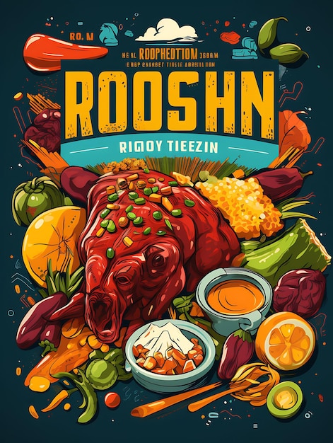 멋진 포스터와 디자인을 통한 인도 요리와 문화 다채로운 메뉴 전단지 컨셉
