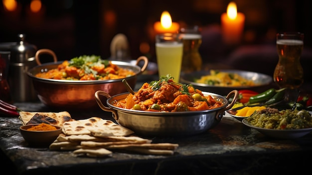 Photo indian cuisine food on a table in a restaurant