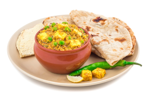 인도 요리 Mattar Paneer 음식