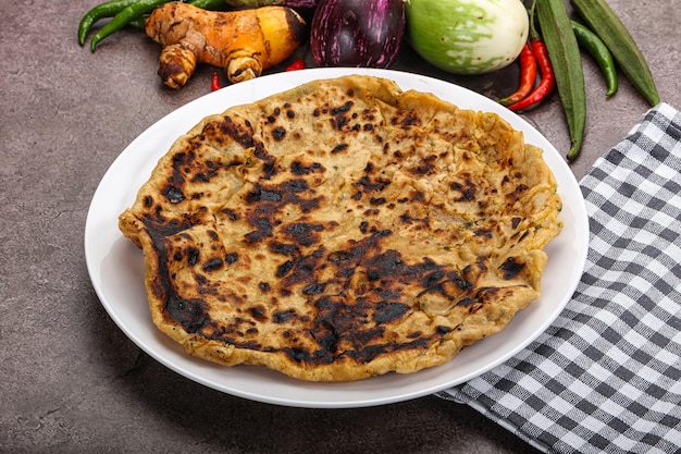 Indian cuisine stuffed Aloo paratha