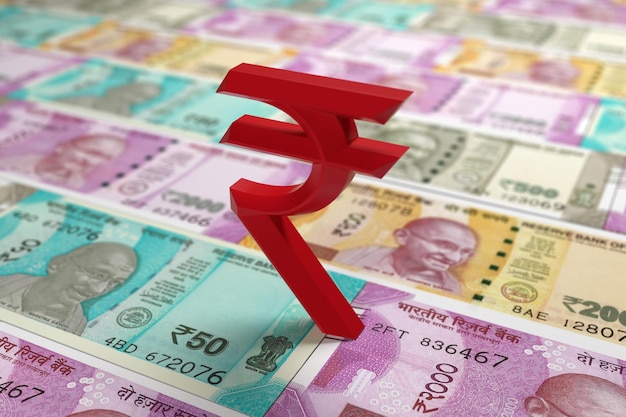 Photo indian currency  and rupee symbol