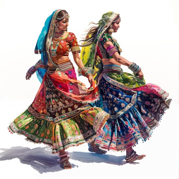 독특 한 전통 의 옷 을 입은 인도 댄서 들
