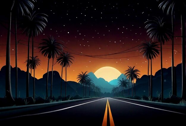 Photo indian dark road vector scene cartoon background