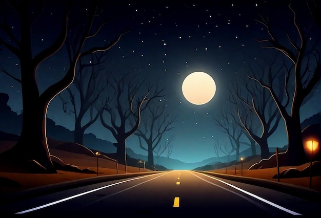 Indian Dark road vector scene cartoon background