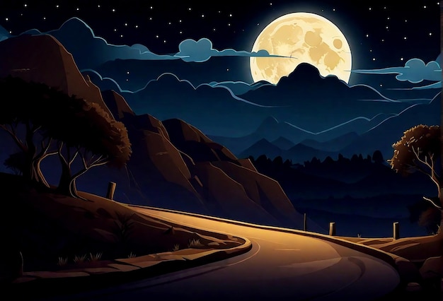 Photo indian dark road vector scene cartoon background