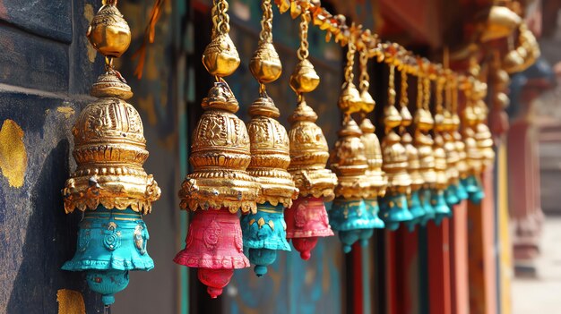 Photo indian decoration on hindu doorway toran hang concept theme