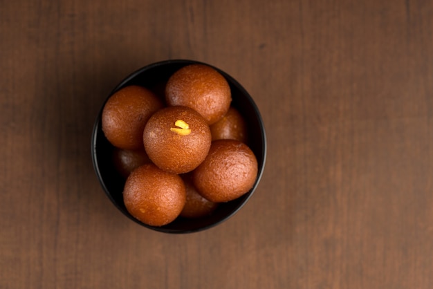 Indian Dessert or Sweet Dish : Gulab Jamun in bowl