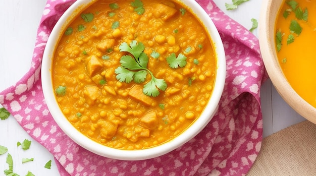 Indian dhal spicy curry in bowl