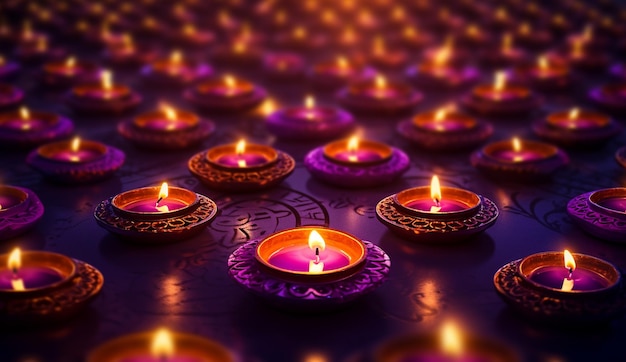 Индийские лампы Дивали Дизайн карты Happy DiwaliИндийский фестивальПоздравительная открытка, плакат, флаер, фон