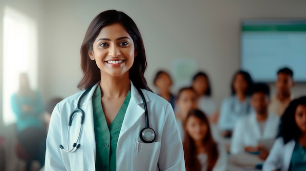 Indian doctor in uniform standing at