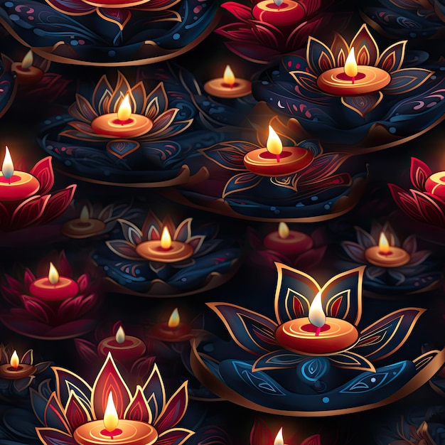 Indian Elegance Diwali Theme on Seamless Texture