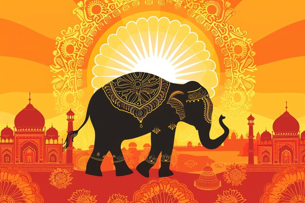 Photo indian elephant indian illustration background