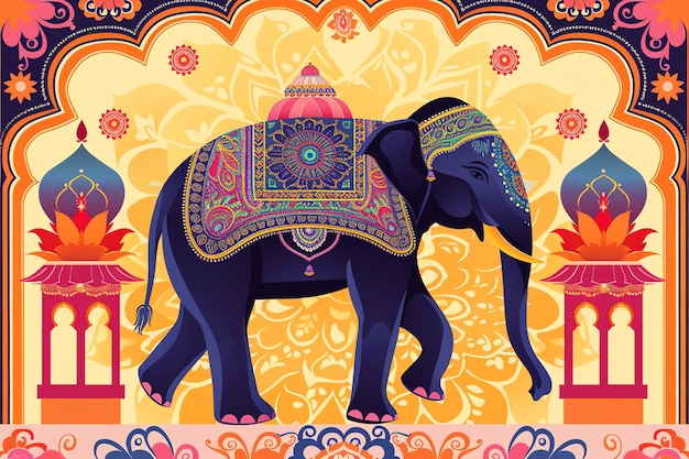 Photo indian elephant indian illustration background