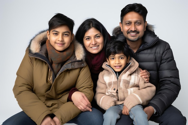 Photo indian family in cold weather attire